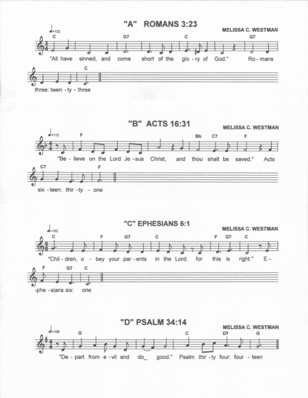 Bible Verse Songs For Children Sheet Music