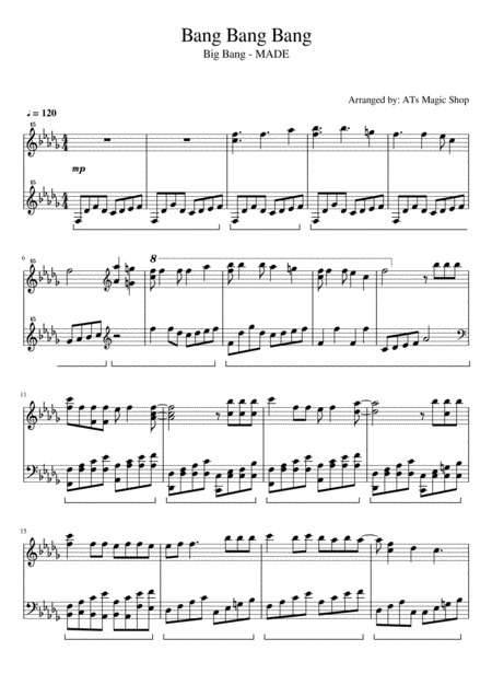 Big Bang Bang Bang Bang Piano Cover Sheet Music