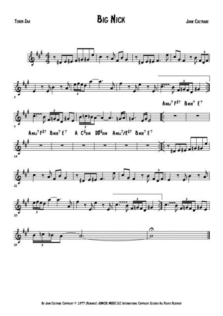 Free Sheet Music Big Nick Tenor Sax