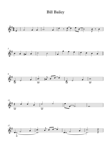 Free Sheet Music Bill Bailey American Traditional Song