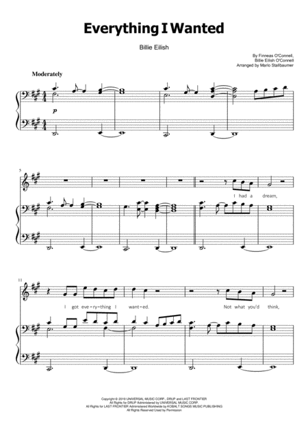 Free Sheet Music Billie Eilish Everything I Wanted