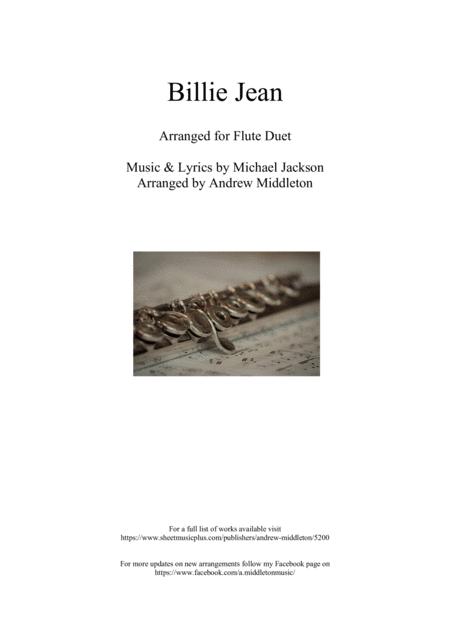 Free Sheet Music Billie Jean Arranged For Flute Duet