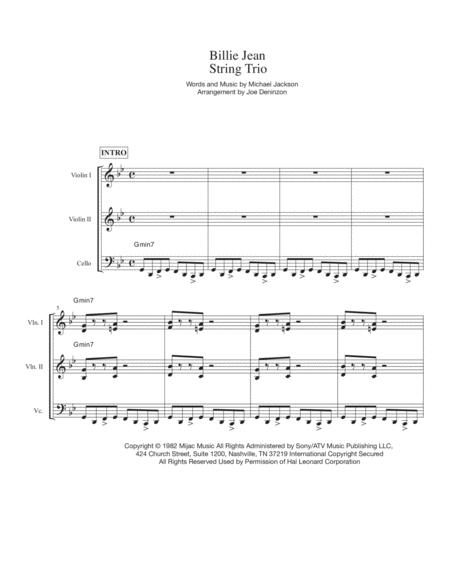 Free Sheet Music Billie Jean For String Trio