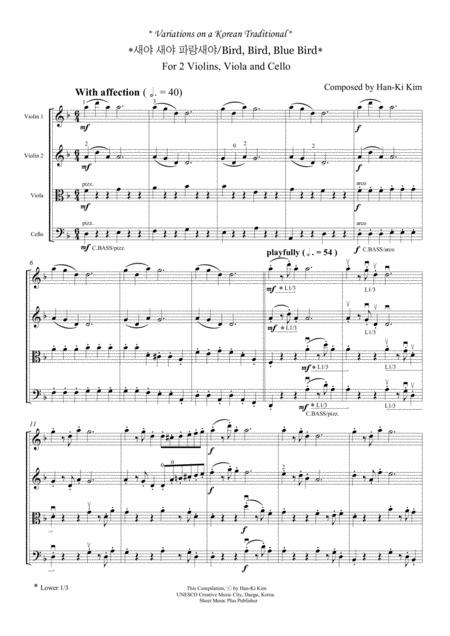 Bird Bird Blue Bird For String Quartet Sheet Music