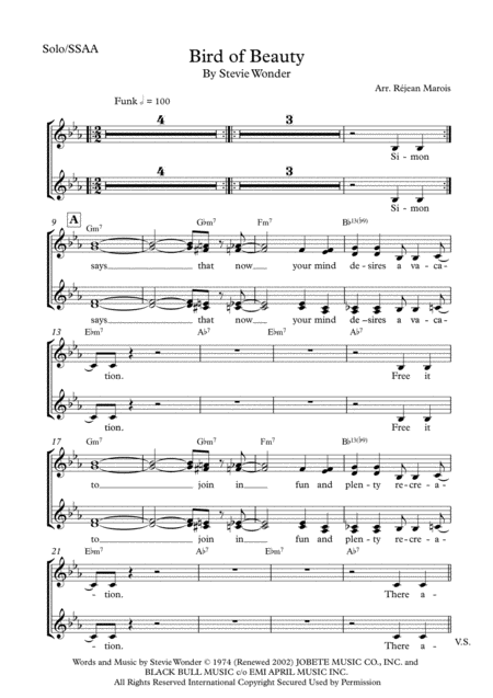 Free Sheet Music Bird Of Beauty