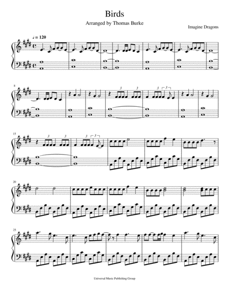 Birds Solo Piano Sheet Music