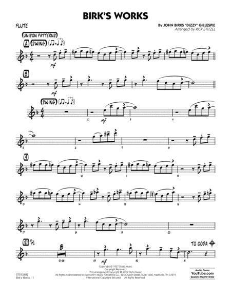 Birks Works Arr Rick Stitzel Flute Sheet Music