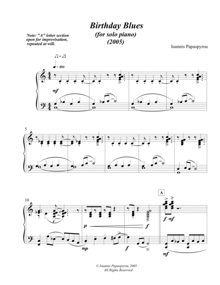 Free Sheet Music Birthday Blues