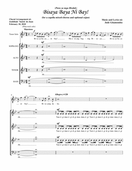 Bisaya Baya Ni Bai Sheet Music