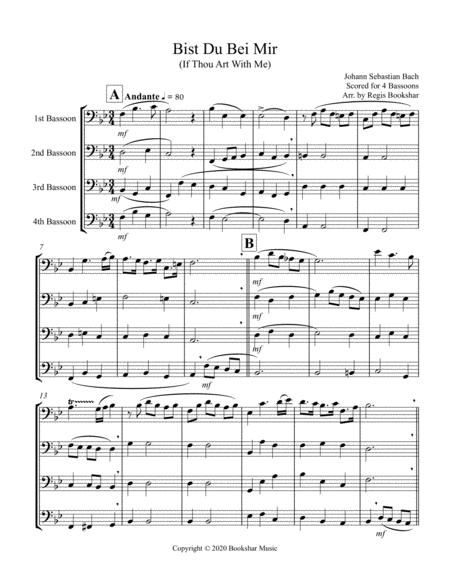 Free Sheet Music Bist Du Bei Mir 4 Bassoons