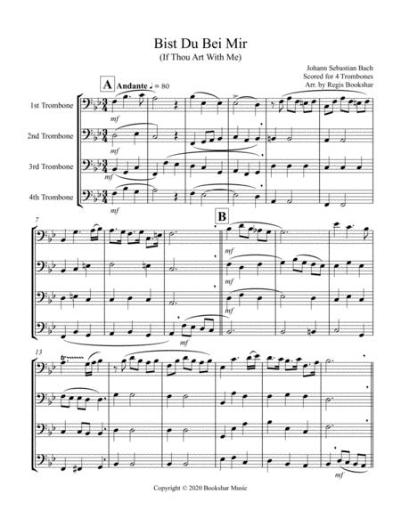 Free Sheet Music Bist Du Bei Mir 4 Trombones