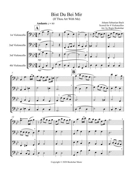 Bist Du Bei Mir 4 Violoncellos Sheet Music