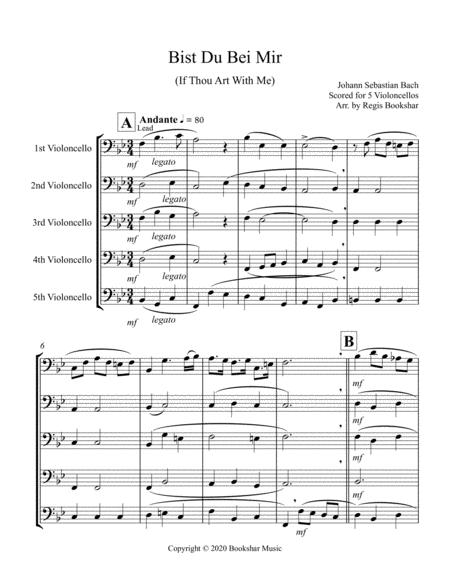 Free Sheet Music Bist Du Bei Mir 5 Violoncellos