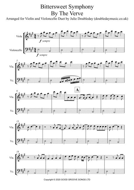 Bittersweet Symphony Arranged For Violin And Violoncello Duet Sheet Music