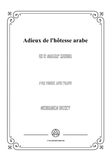 Bizet Adieux De L Htesse Arabe In C Sharp Minor For Voice And Piano Sheet Music