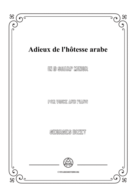 Free Sheet Music Bizet Adieux De L Htesse Arabe In D Sharp Minor For Voice And Piano