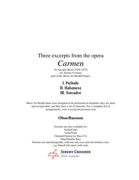 Bizet Prelude Habanera And Toreador From Carmen Music For Health Duet Oboe Bassoon Sheet Music