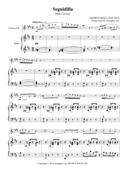 Bizet Seguidilla From Carmen For Clarinet In A And Piano Arr Seunghee Lee Sheet Music