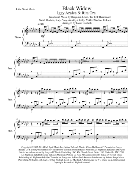 Black Widow Piano Solo Sheet Music