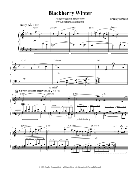 Blackberry Winter Sheet Music