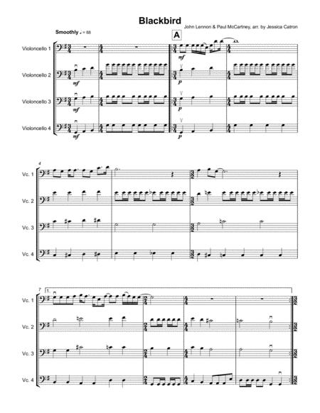 Free Sheet Music Blackbird Cello Quartet