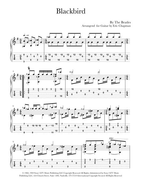 Free Sheet Music Blackbird Guitar Solo