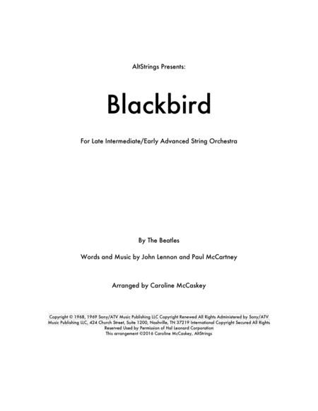 Blackbird String Orchestra Sheet Music