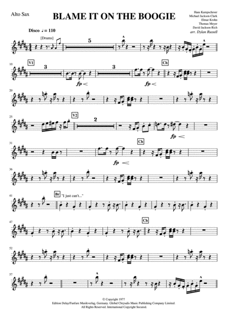 Blame It On The Boogie 4 Horns Rhythm Section Sheet Music