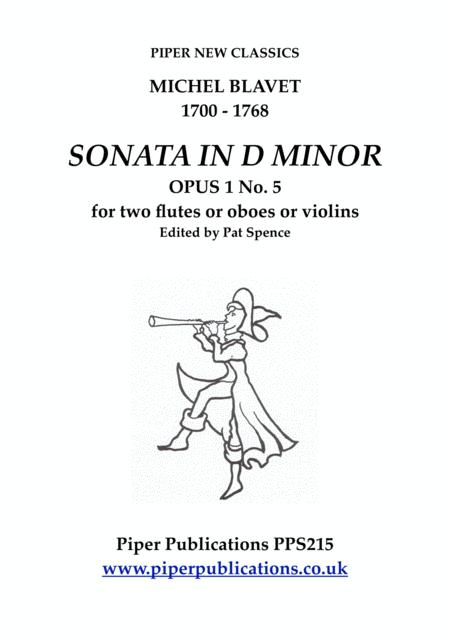 Blavet Sonata In D Minor Opus 1 No 5 For 2 Flutes Sheet Music