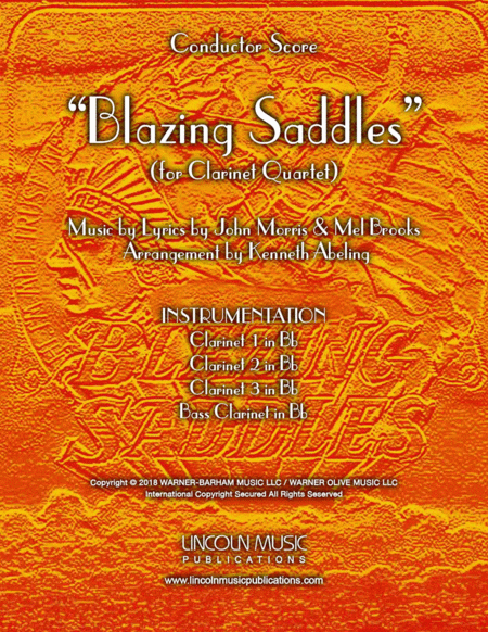 Blazing Saddles Movie Theme For Clarinet Quartet Sheet Music