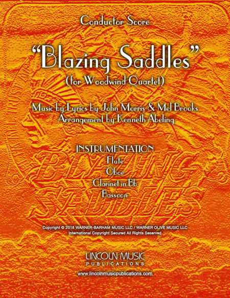 Blazing Saddles Movie Theme For Woodwind Quartet Sheet Music