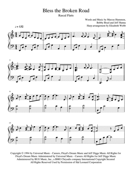 Bless The Broken Road Harp Solo Sheet Music