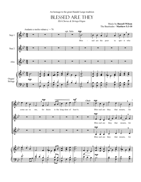 Free Sheet Music Blessed Are They