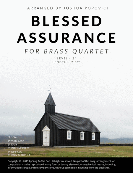 Blessed Assurance Brass Quartet For Trumpet And Trombone Easy Score And All Part Included Sheet Music