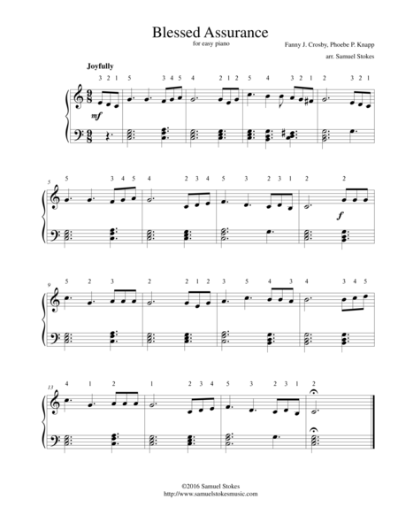 Blessed Assurance For Easy Piano Sheet Music