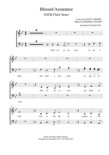 Blessed Assurance For Satb Choir Contemporary Worship Style Sheet Music