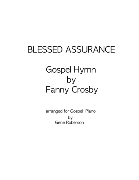 Blessed Assurance Gospel Piano Sheet Music