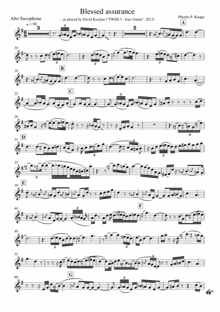 Blessed Assurance Solo In Eb Alto Sax Sheet Music