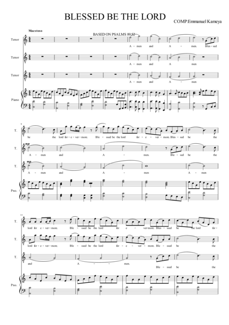 Free Sheet Music Blessed Be The Lord Tenor Trial