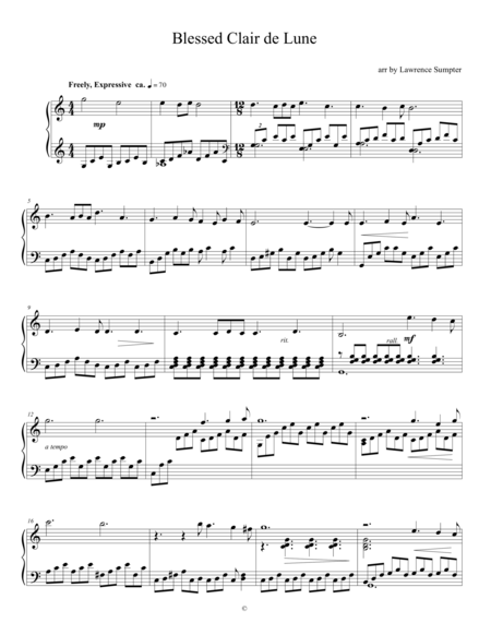 Free Sheet Music Blessed Clair De Lune