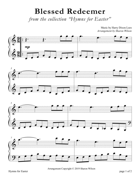 Blessed Redeemer Large Print Piano Solo Sheet Music