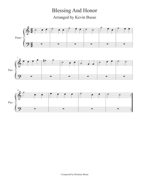 Free Sheet Music Blessing And Honor Easy Key Of C Piano