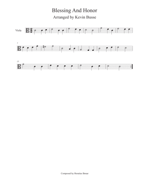 Free Sheet Music Blessing And Honor Easy Key Of C Viola