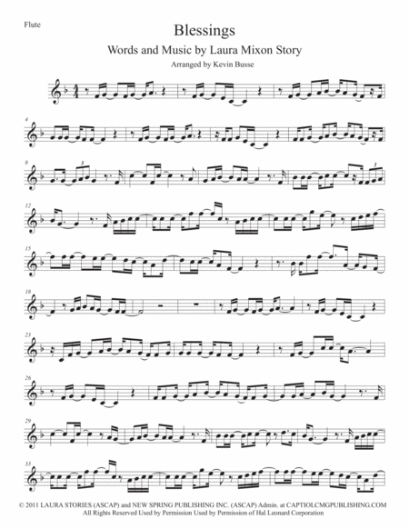 Blessings Flute Sheet Music