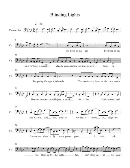 Blinding Lights The Weeknd For Cello Sheet Music