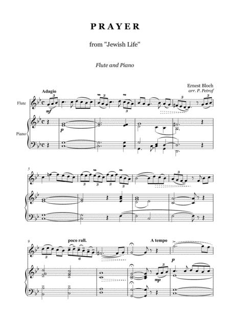 Bloch Prayer Flute And Piano Sheet Music