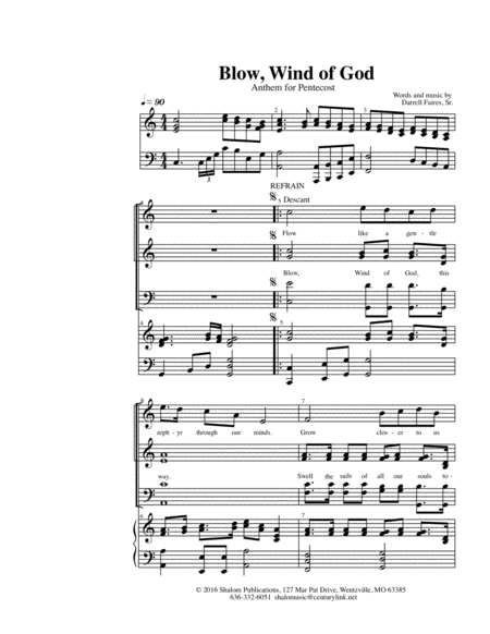 Free Sheet Music Blow Wind Of God Choral Anthem Satb