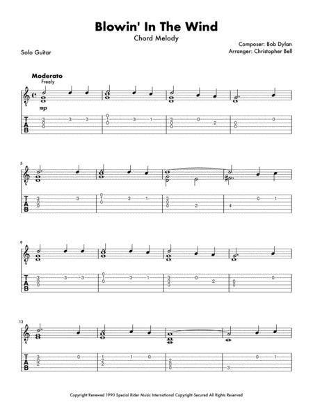 Blowin In The Wind Chord Melody Sheet Music