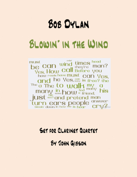 Free Sheet Music Blowin In The Wind Clarinet Quartet