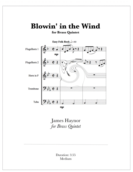 Free Sheet Music Blowin In The Wind For Brass Quintet